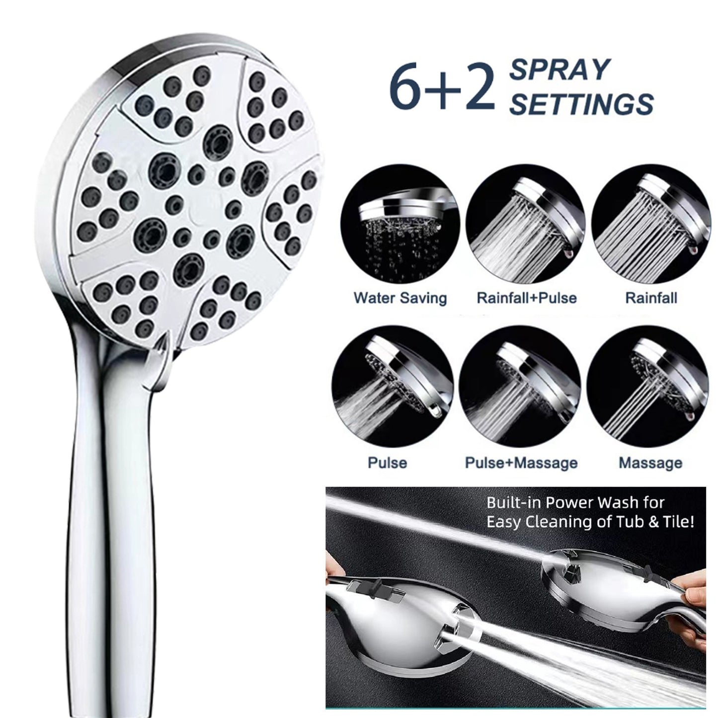 Stainless Steel Shower Set with 8 Functions