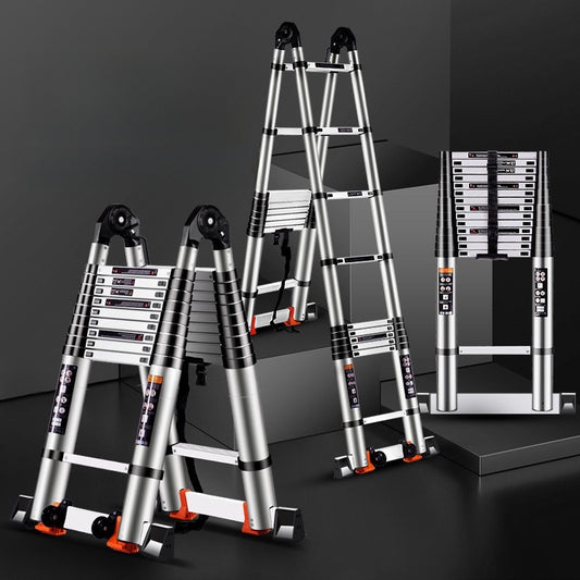 Stainless steel single-sided telescopic folding ladder