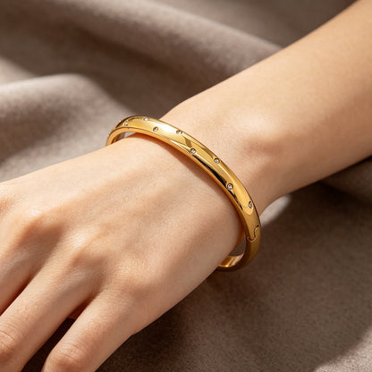 Stainless Steel Starry Inlay Zirconia Gold Bracelet for Women