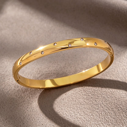 Stainless Steel Starry Inlay Zirconia Gold Bracelet for Women