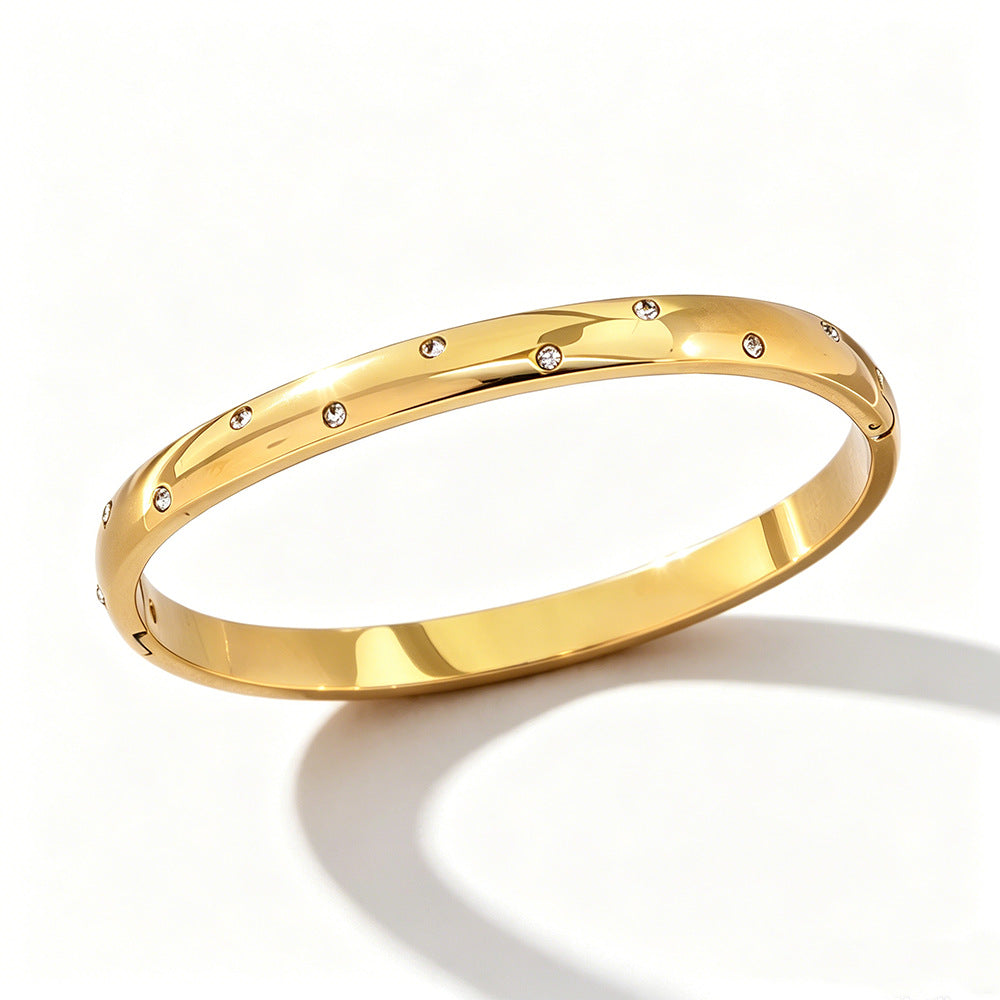 Stainless Steel Starry Inlay Zirconia Gold Bracelet for Women