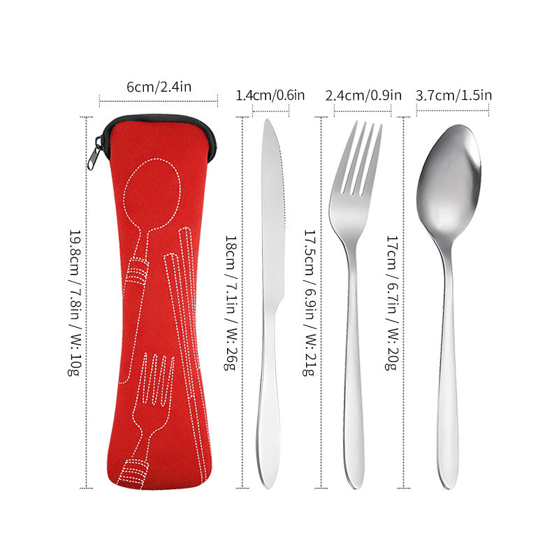 Stainless Steel Tableware Set with Storage Bag