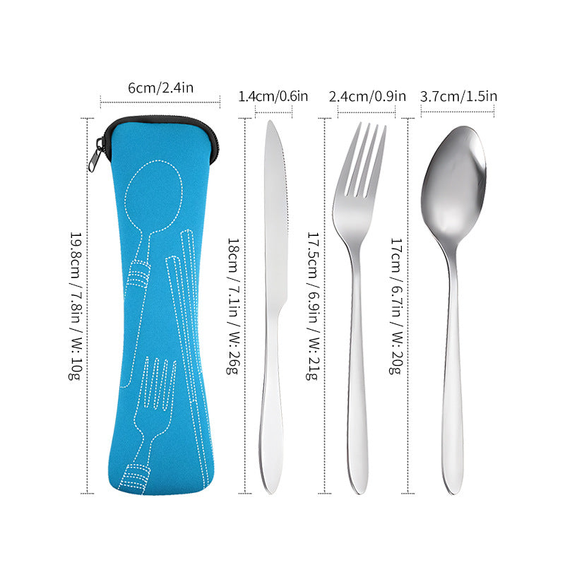Stainless Steel Tableware Set with Storage Bag