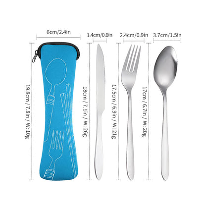 Stainless Steel Tableware Set with Storage Bag