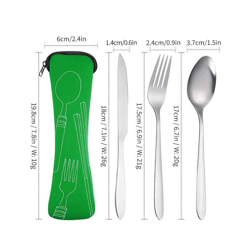 Stainless Steel Tableware Set with Storage Bag