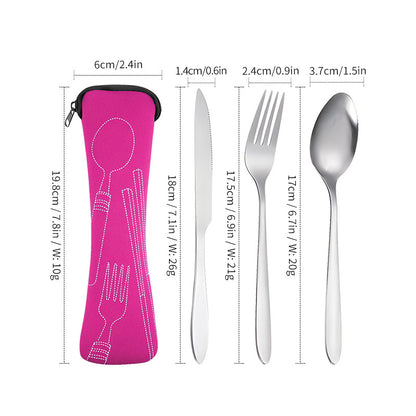Stainless Steel Tableware Set with Storage Bag