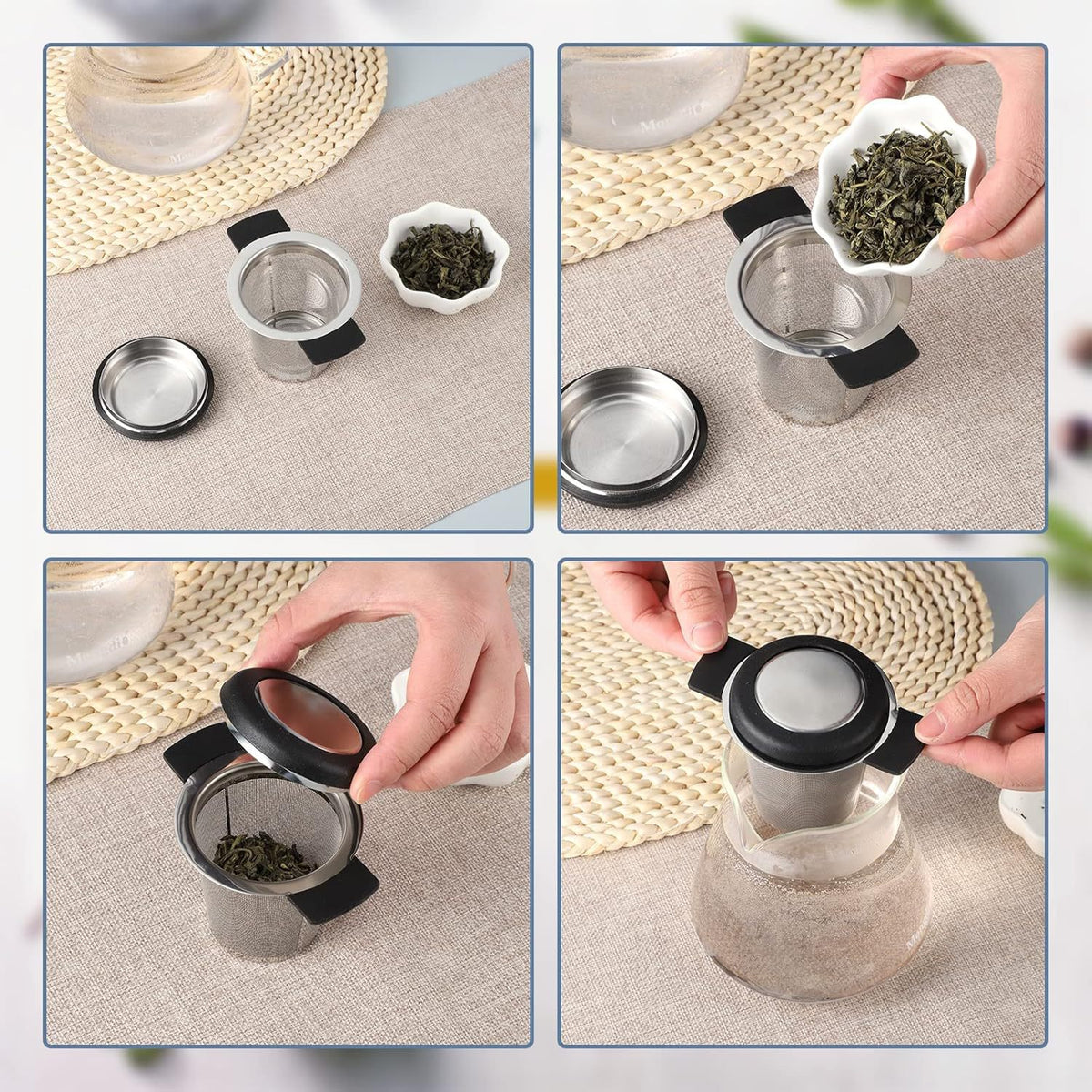 Stainless Steel Tea Strainer with Silicone Lid