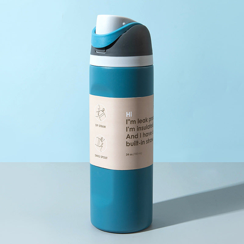 Stainless Steel Thermos Cup with Straw
