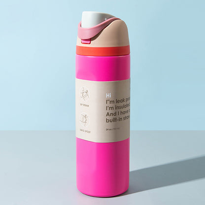 Stainless Steel Thermos Cup with Straw