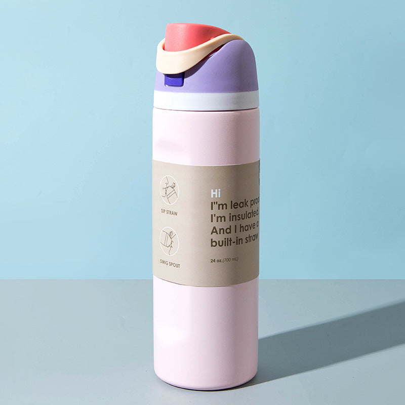 Stainless Steel Thermos Cup with Straw