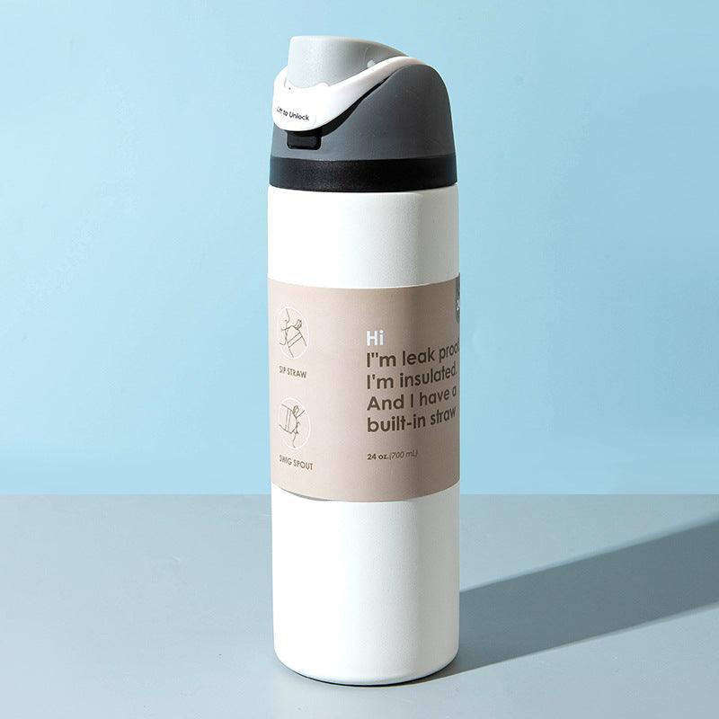 Stainless Steel Thermos Cup with Straw