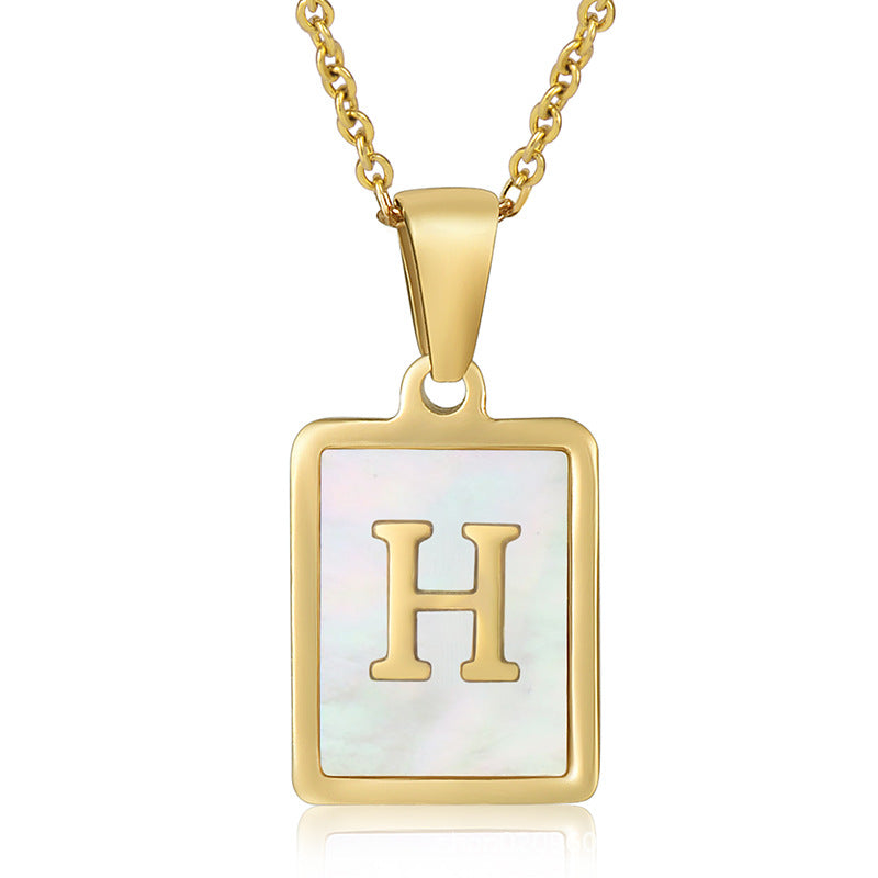 stainless steel three-dimensional shell letter necklace