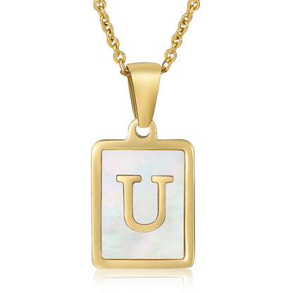 stainless steel three-dimensional shell letter necklace