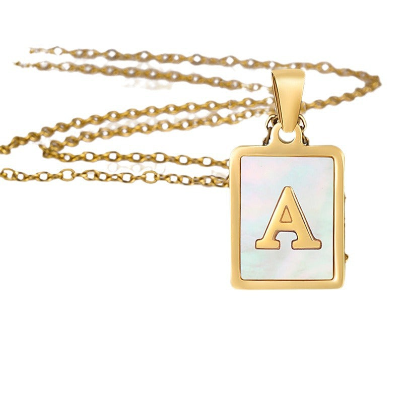 stainless steel three-dimensional shell letter necklace