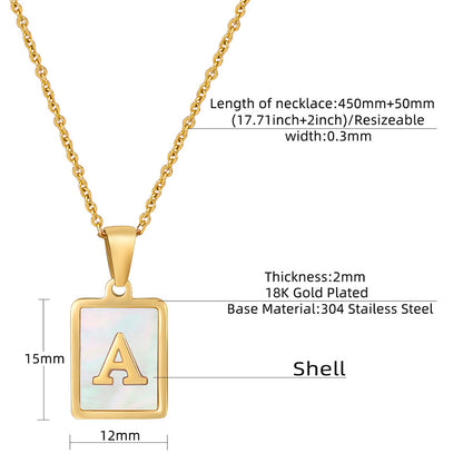 stainless steel three-dimensional shell letter necklace