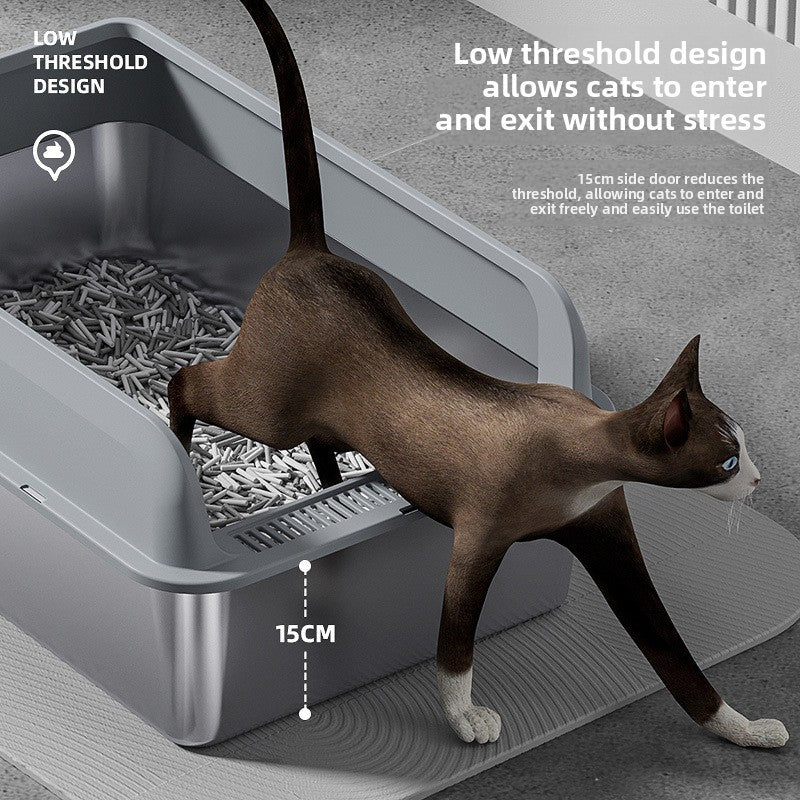 Stainless Steel Top-Entry Cat Litter Box