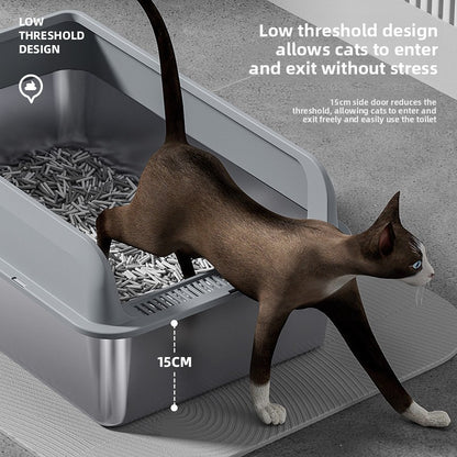 Stainless Steel Top-Entry Cat Litter Box