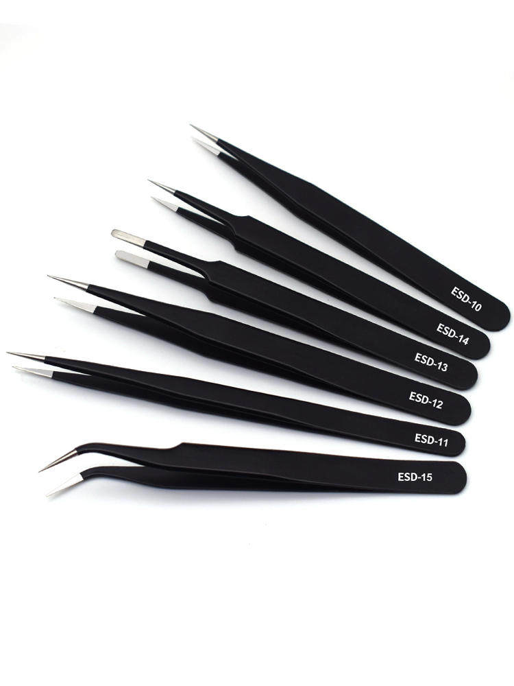 Stainless Steel Tweezers Set with Multiple Tip Styles