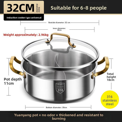 Stainless steel twin-basin pot hot pot