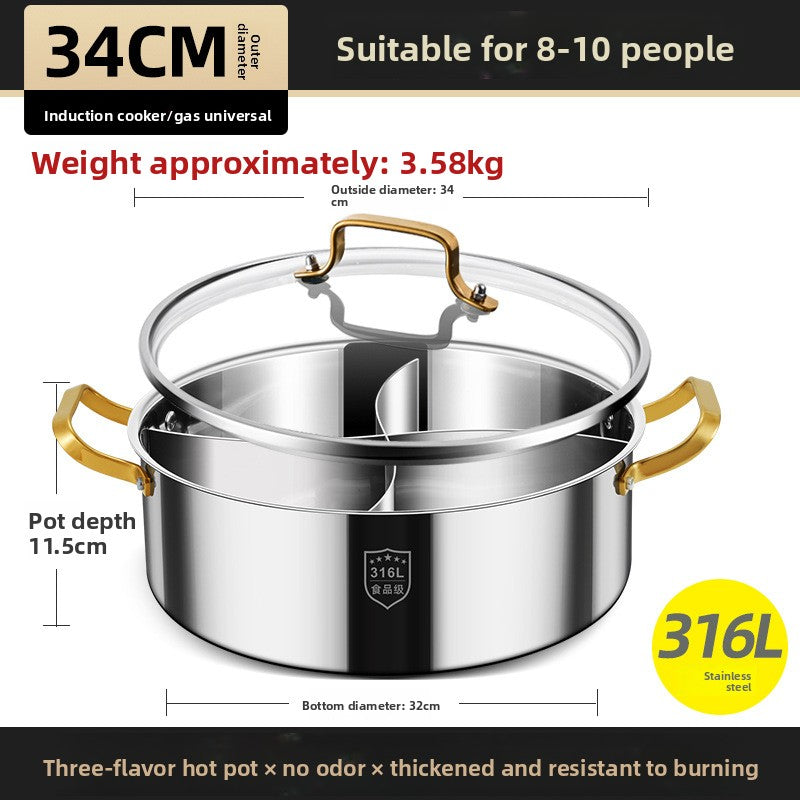 Stainless steel twin-basin pot hot pot