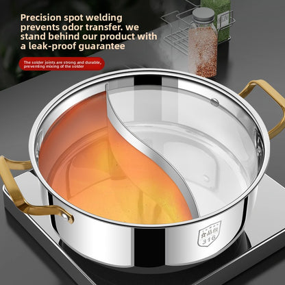 Stainless steel twin-basin pot hot pot