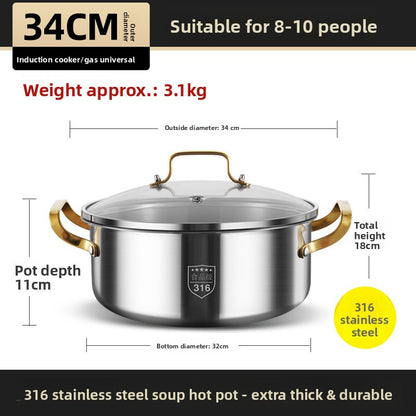 Stainless steel twin-basin pot hot pot