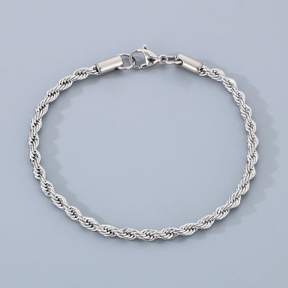 Stainless Steel Twist Chain Men's Bracelet with 18K Gold Toggle Clasp