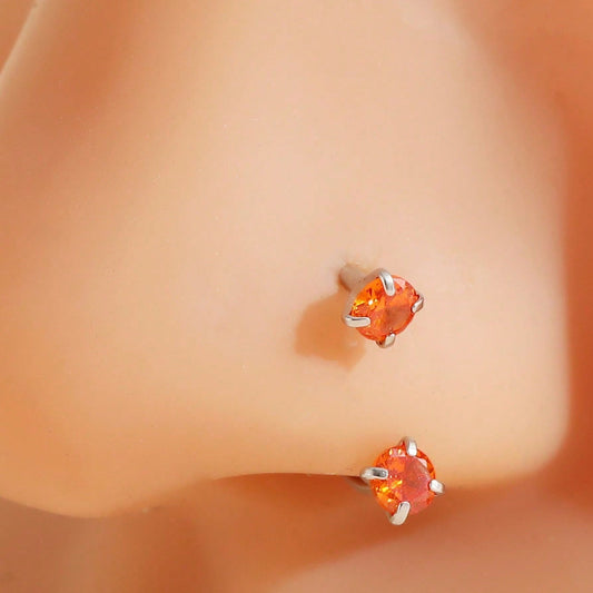 Stainless Steel U-Shaped Nose Stud with Zircon
