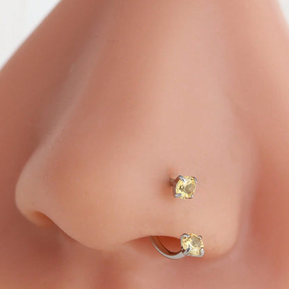 Stainless Steel U-Shaped Nose Stud with Zircon