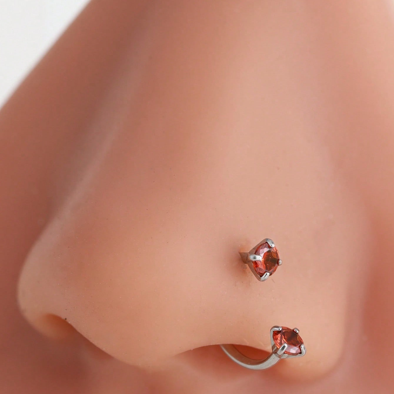 Stainless Steel U-Shaped Nose Stud with Zircon