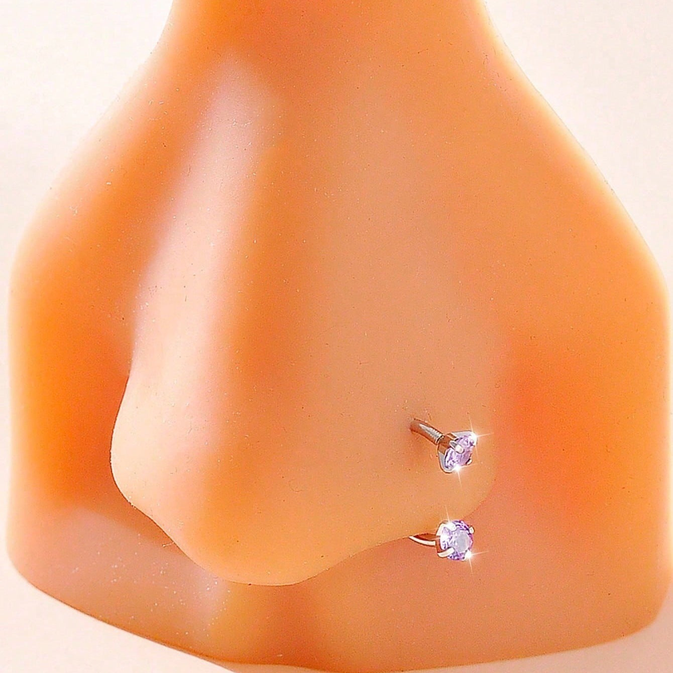 Stainless Steel U-Shaped Nose Stud with Zircon