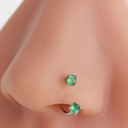 Stainless Steel U-Shaped Nose Stud with Zircon