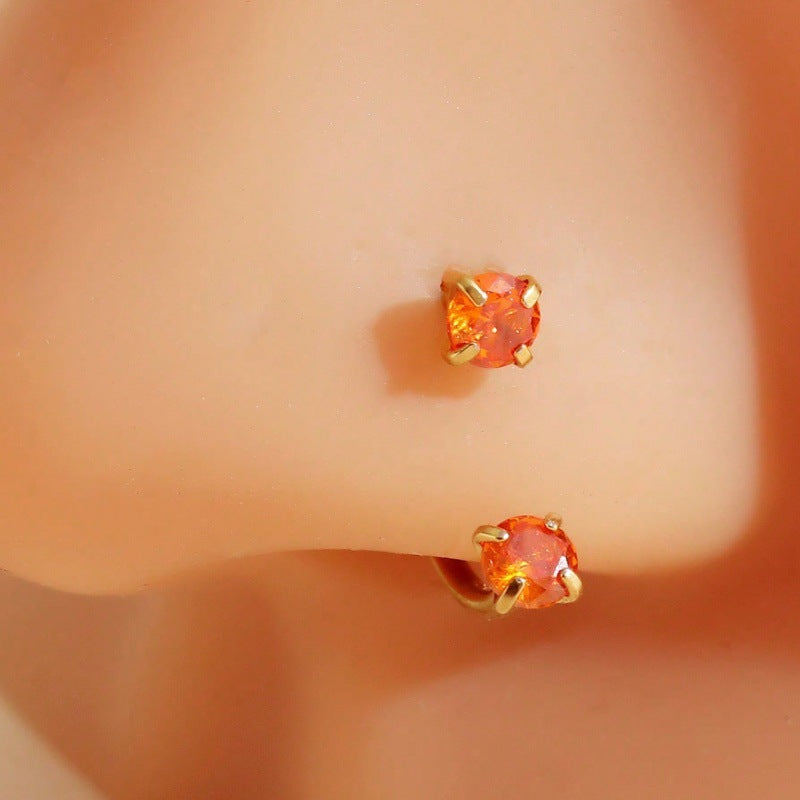 Stainless Steel U-Shaped Nose Stud with Zircon