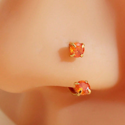 Stainless Steel U-Shaped Nose Stud with Zircon