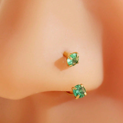 Stainless Steel U-Shaped Nose Stud with Zircon