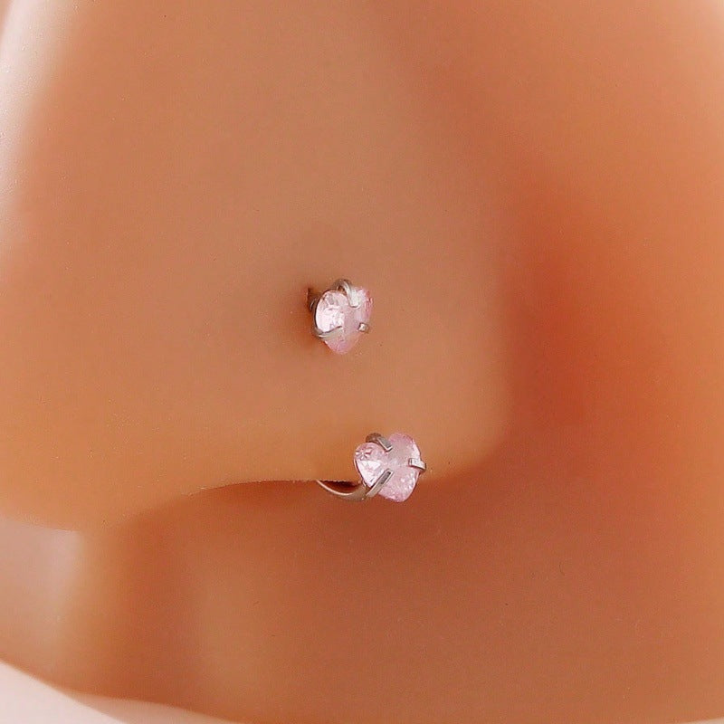 Stainless Steel U-Shaped Nose Stud with Zircon