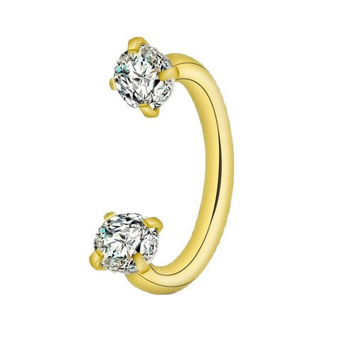 Stainless Steel U-Shaped Nose Stud with Zircon