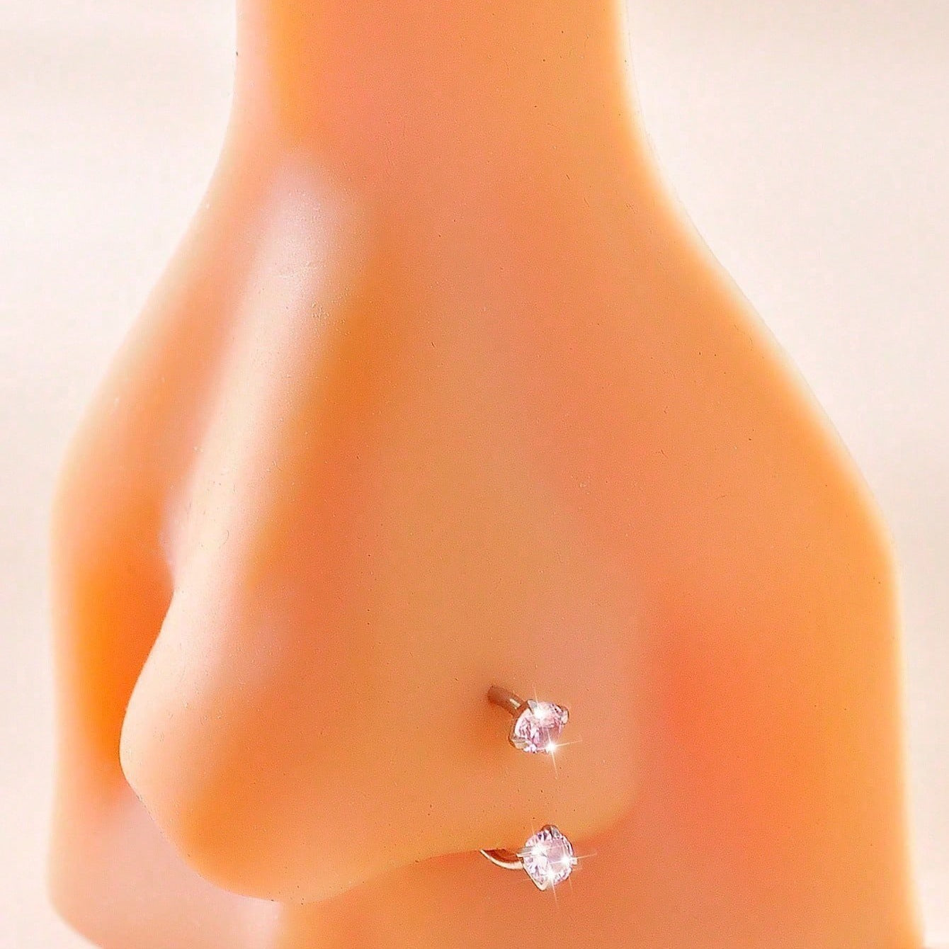 Stainless Steel U-Shaped Nose Stud with Zircon