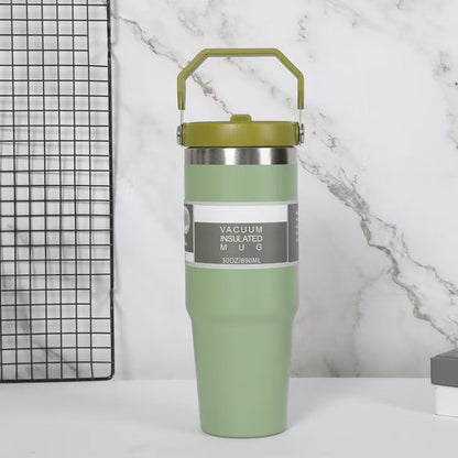 Stainless Steel Vacuum Insulated Travel Mug with Straw