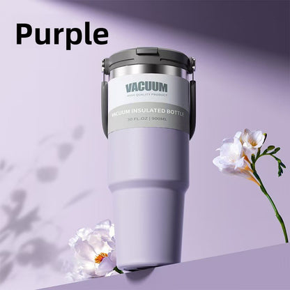 Stainless Steel Vacuum Insulated Travel Mug with Straw