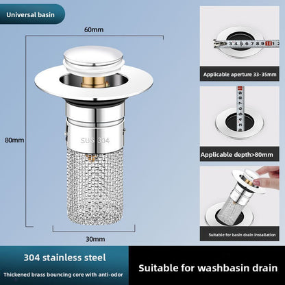 Stainless Steel Washbasin Drain with Copper Core
