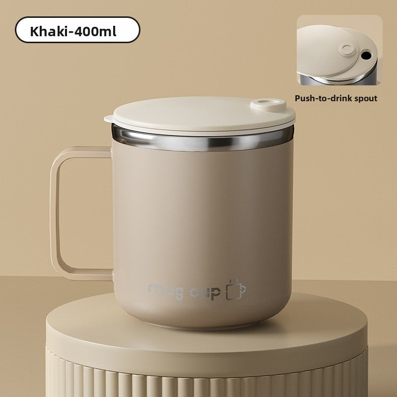 Stainless steel water bottle with lid