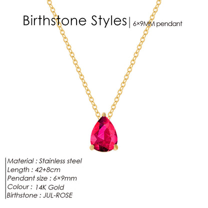 Stainless Steel Water Drop Zircon Necklace