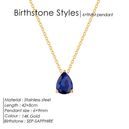 Stainless Steel Water Drop Zircon Necklace