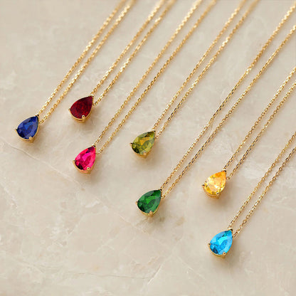 Stainless Steel Water Drop Zircon Necklace