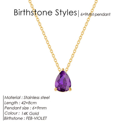 Stainless Steel Water Drop Zircon Necklace