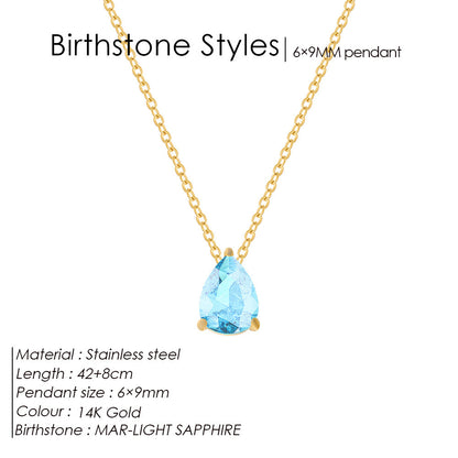 Stainless Steel Water Drop Zircon Necklace