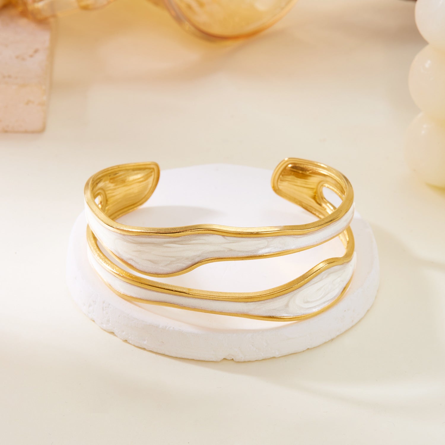 Stainless Steel Wave Irregular Opening Bracelet