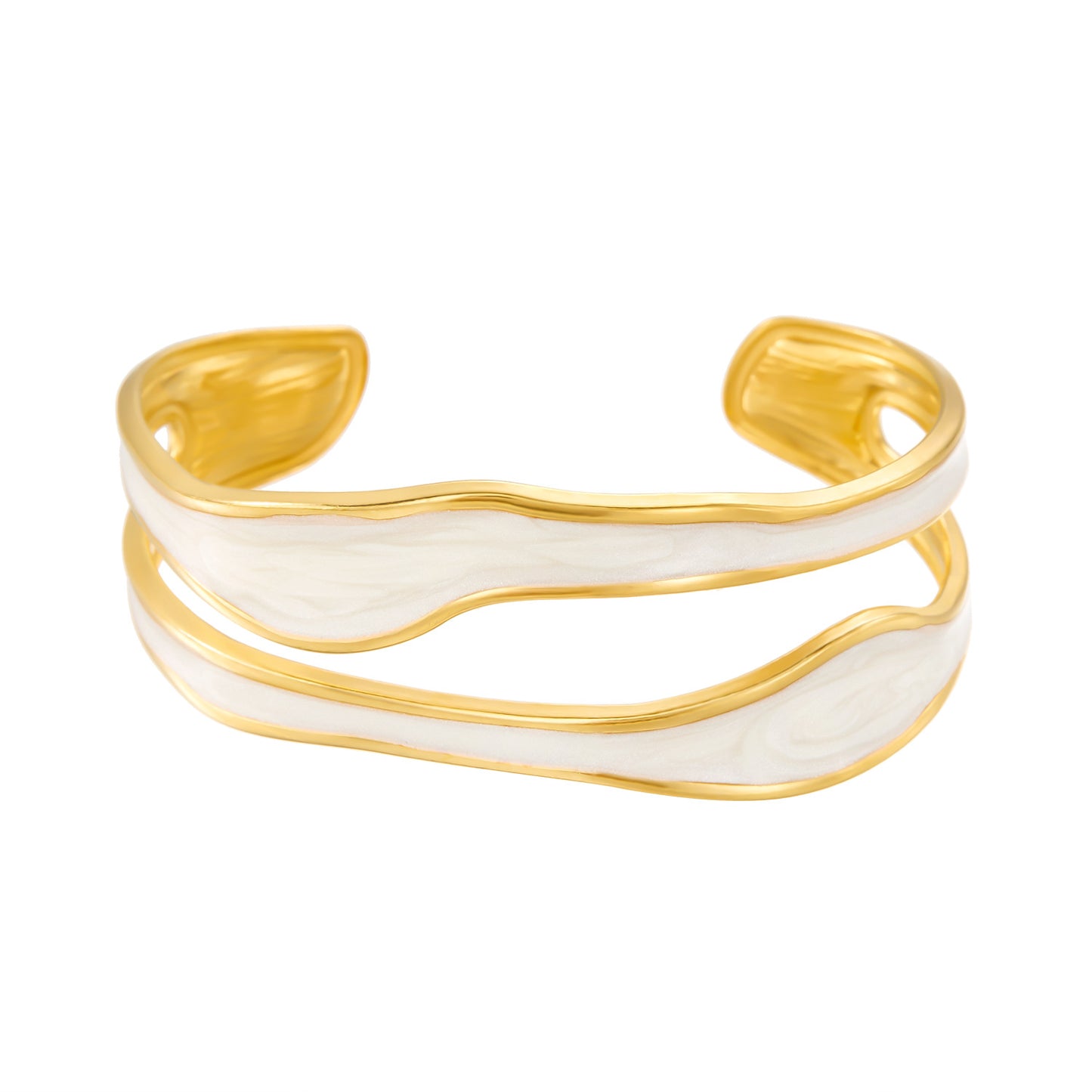 Stainless Steel Wave Irregular Opening Bracelet