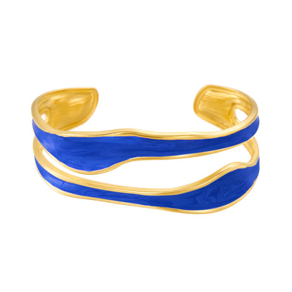 Stainless Steel Wave Irregular Opening Bracelet